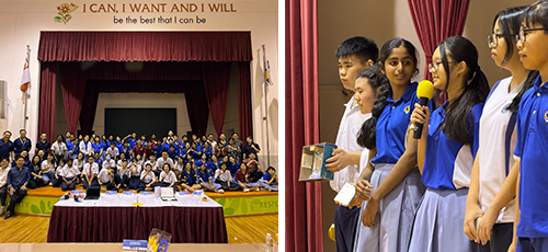 Commonwealth Secondary and APSN Delta Senior School students presenting together at the final showcase.